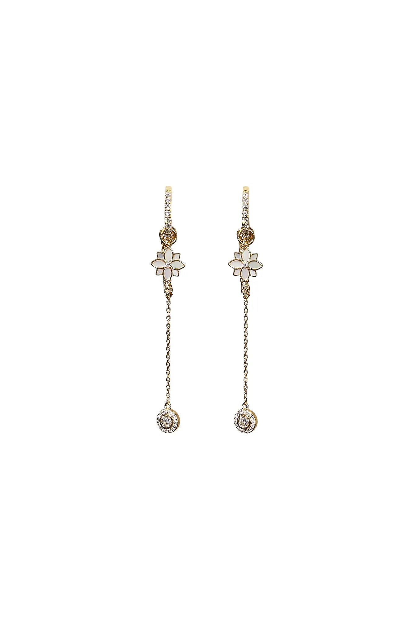 Clematis Mini Yellow Gold Hoop Dangling Earrings Dryden Jewelry